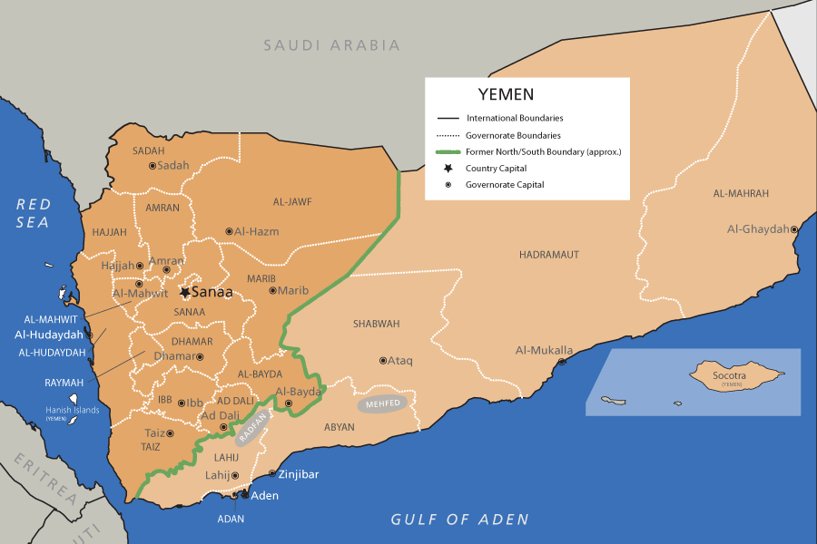 Image result for northern southern yemen map