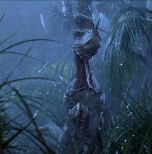 dinosaur from jurassic park that spits acid