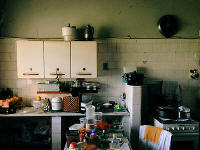 a cramped kitchen