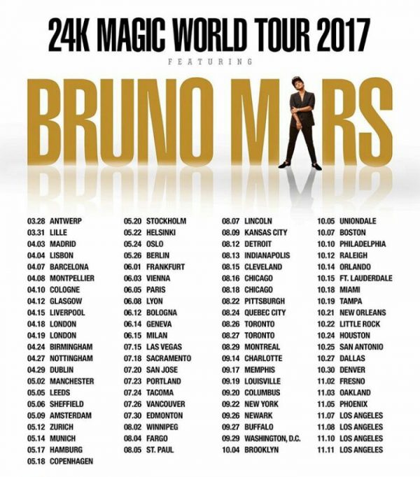 24K Magic World Tour Bruno Mars Wiki FANDOM powered by Wikia