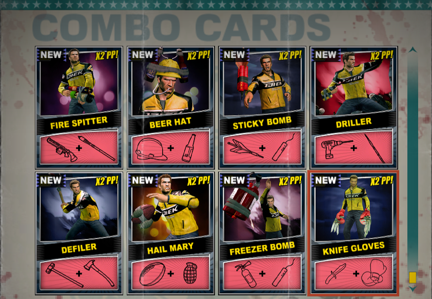 all combo cards for dead rising 2