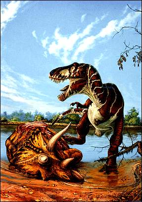t rex eating a triceratops