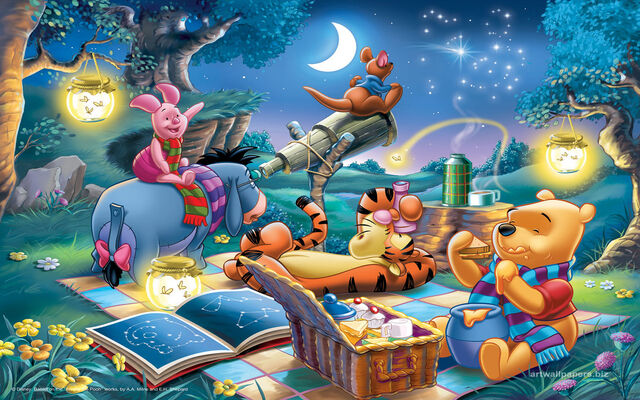 Winnie the Pooh and Friends Nighttime Picnic Disney Inspired Rooms Interiors Pooh Bear Tigger Eeyore Piglet Roo