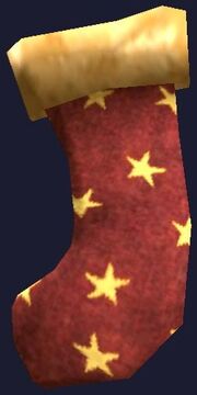 Pristine Red and Gold Frostfell Stocking (Visible)