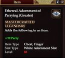 Ethereal Adornment of Parrying (Greater)