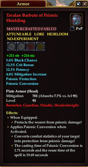 Tavalan Barbute of Psionic Shielding