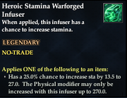 Heroic Stamina Warforged Infuser