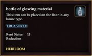 Bottle of glowing material