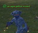 An aqua goblin wizard