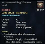 A crate containing Waansu's head