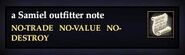 A Samiel outfitter note