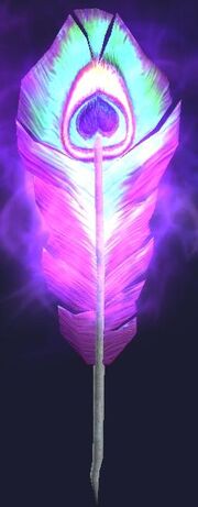 A peacock feather (Visible)