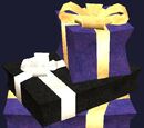 Purple wrapped gift boxes