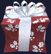 A red decorative present (Visible)
