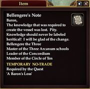 Bellengere's Note