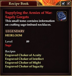 Supplying the armies of war sagely gorgets