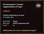 Chronomaster's Greater Augmentation of Vigor