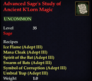 Advanced Sage's Study of Ancient K'Lorn Magic