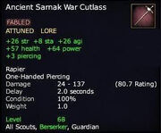 Ancient Sarnak War Cutlass