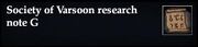 Society of Varsoon research note G