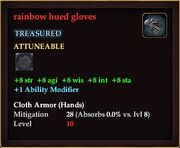 Rainbow hued gloves