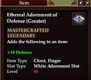Ethereal Adornment of Defense (Greater)