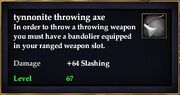 Tynnonite throwing axe