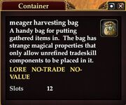 Meager harvesting bag