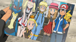EP835 Foto de Corelia, Bonnie, Clemont, Serena y Ash