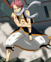 Natsu after Gajeel's breath attack