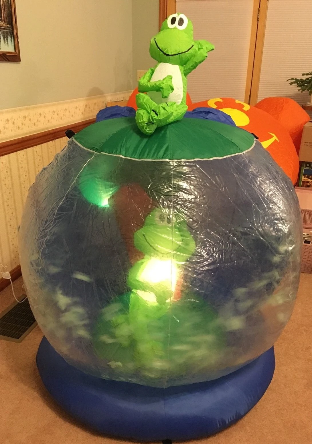 Image Gemmy Airblown Inflatable Prototype Frog Swamp Globe Whirlwind