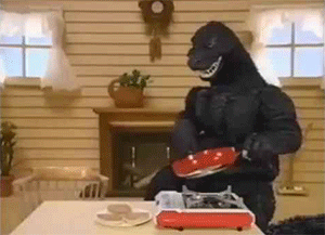 Image - Godzilla cooking pancakes.gif | Gojipedia | FANDOM powered by Wikia