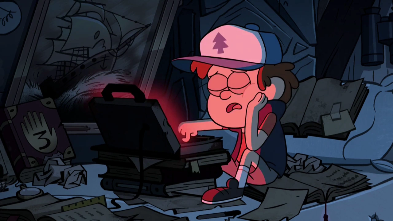 Image S2e4 dipper falls asleep on laptop.png Gravity Falls Wiki