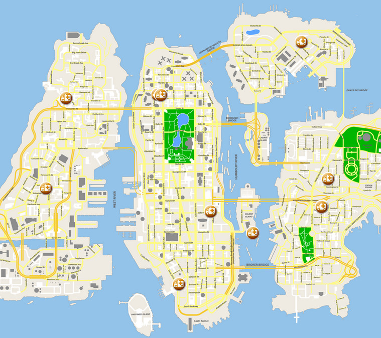 Image Map For Hospitals in GTA IV.jpg GTA Wiki Fandom powered by Wikia