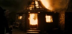 Hut on fire