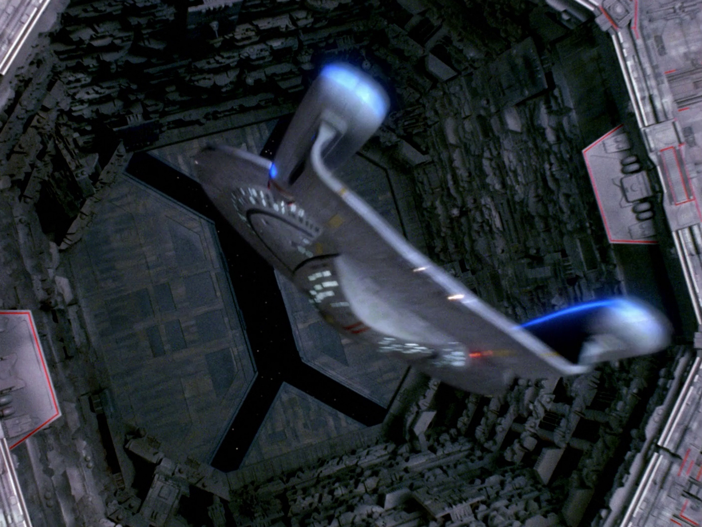 Image USS EnterpriseD escapes the Dyson sphere.jpg Memory Alpha