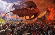 The battle between red and white dragon