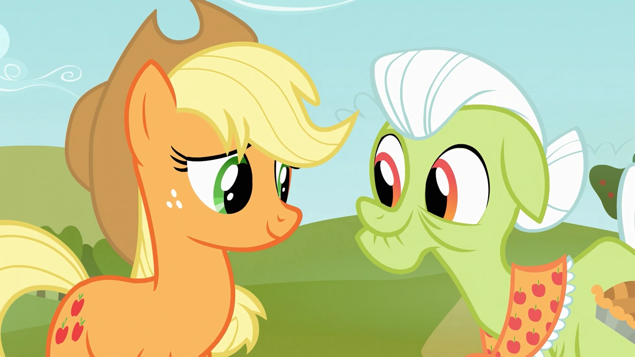 Image Applejack and Granny Smith smile S03E08.png My Little Pony