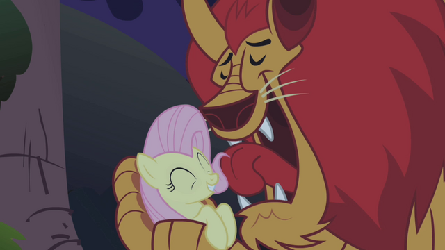 File:Beast licking Fluttershy S01E02.png