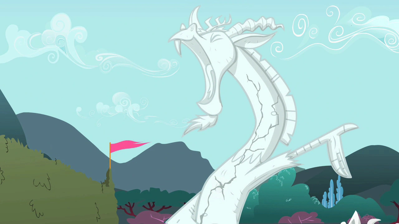 Image Statue of Discord cracking S2E01.png My Little Pony