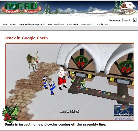 Image NORAD Tracks Santa Google Earth North Pole.jpg NORAD