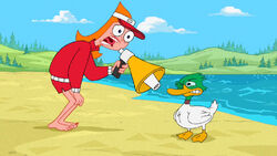 Candace yells at a duck