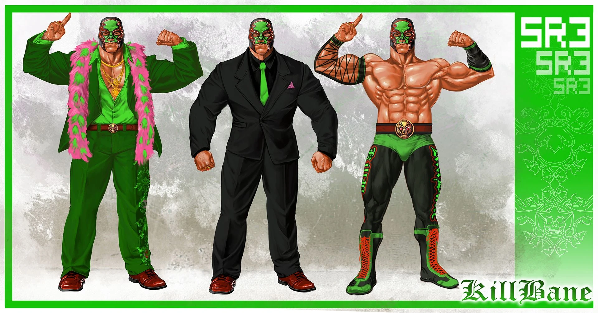 Image Killbane Concept Art three outfits.jpg Saints Row Wiki