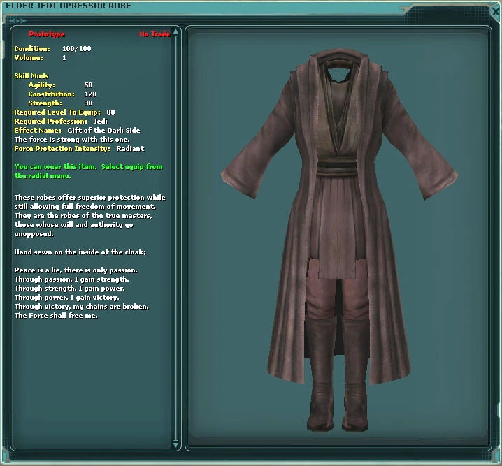 TalkElder Jedi Oppressor Robe SWG Wiki Fandom powered by Wikia
