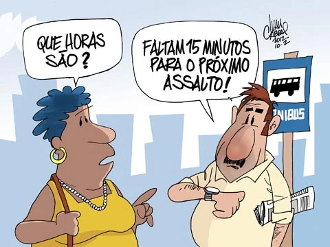 Resultado de imagem para ônibus assaltados charge