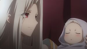 Irisviel give birth to her newborn child Illya