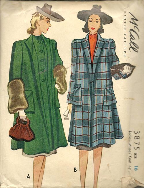 1940 coat pattern - McCall 3875