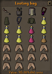 Looting bag storage interface