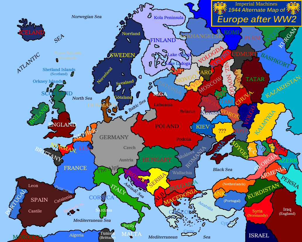 Eu 02. Карта Европы ww2. Политическая карта Европы 1944 года.