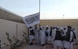 Taliban-flag-raising